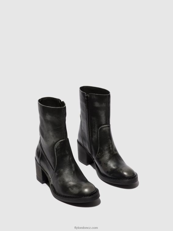 antracit Fly London ženy kotníkové boty na zip becy097 2HX4R69