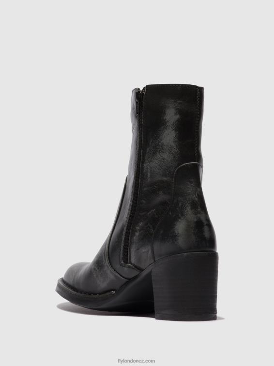 antracit Fly London ženy kotníkové boty na zip becy097 2HX4R69