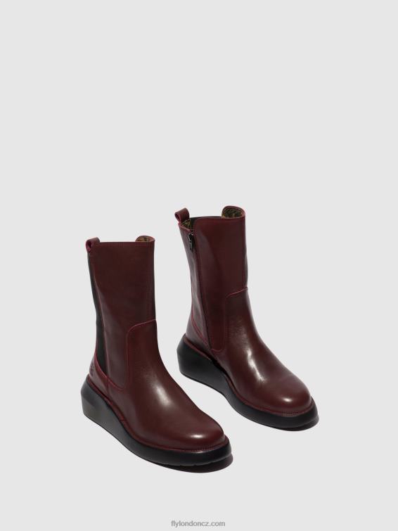 bordeaux Fly London ženy kotníkové boty na zip brin516 2HX4R64
