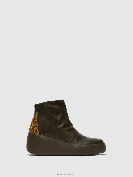dk.green/tan Fly London ženy kotníkové boty na zip dabe461 2HX4R24