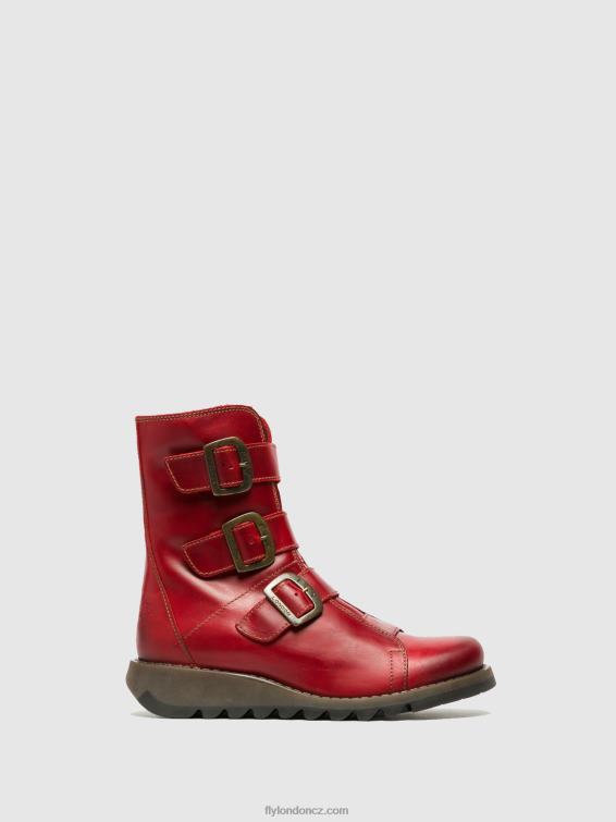 Červené Fly London ženy kotníkové boty s přezkou scop110 2HX4R265