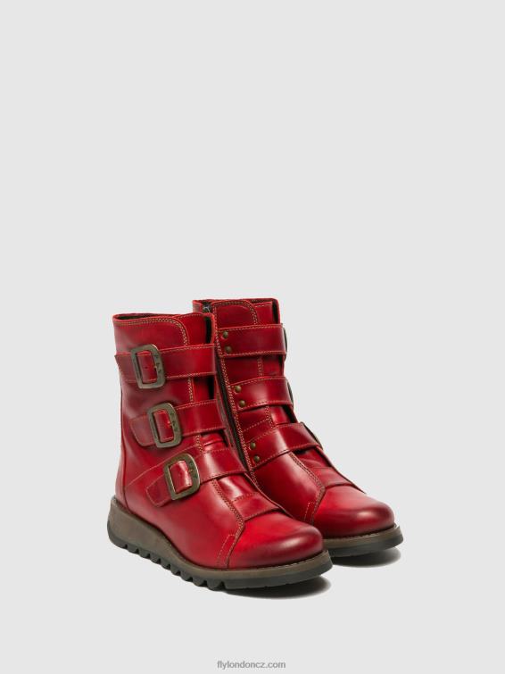Červené Fly London ženy kotníkové boty s přezkou scop110 2HX4R265