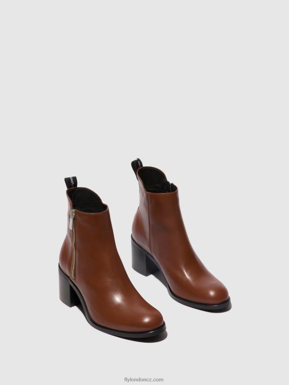 koňak Fly London ženy kotníkové boty na zip ader912 2HX4R79