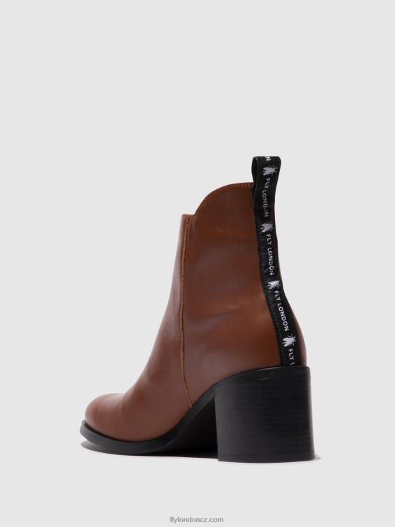 koňak Fly London ženy kotníkové boty na zip ader912 2HX4R79
