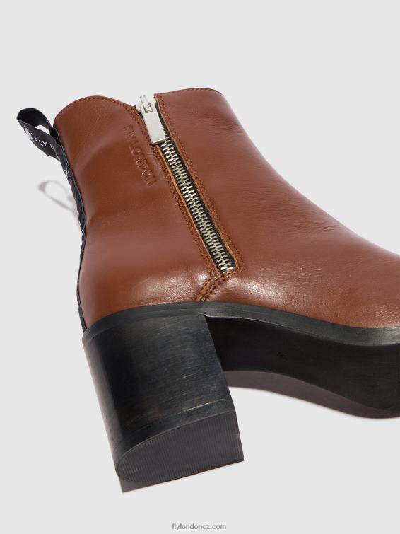 koňak Fly London ženy kotníkové boty na zip ader912 2HX4R79
