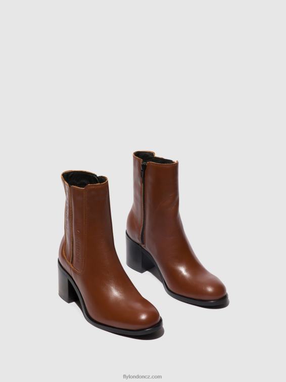koňak Fly London ženy kotníkové boty na zip amel913 2HX4R71