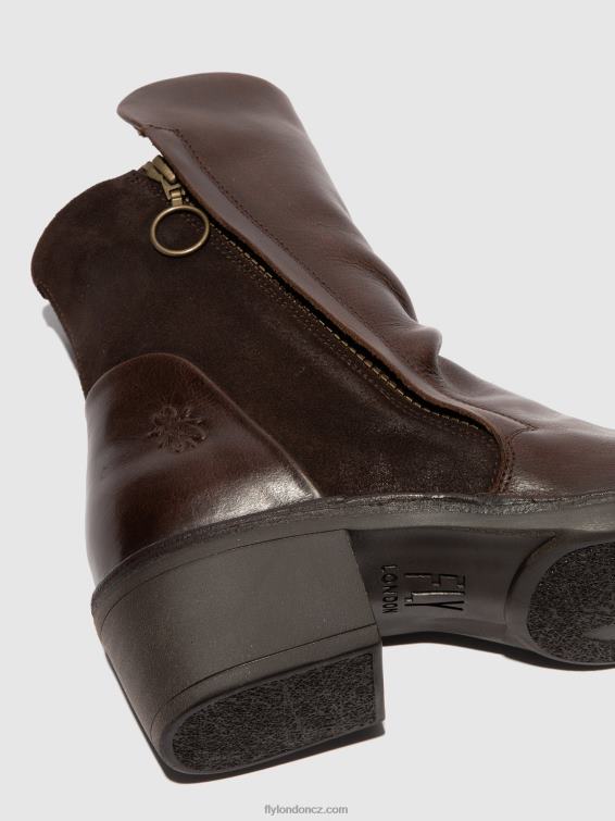 kobereček/olej semiš dk hnědá/expresso Fly London ženy kotníkové boty na zip mely074 2HX4R172