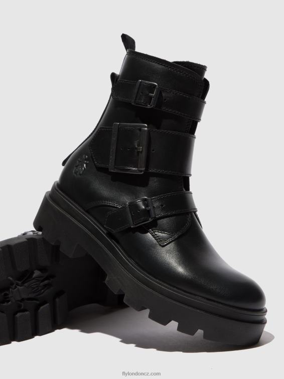 nappa černá Fly London ženy kotníkové boty s přezkou jeda817 2HX4R241