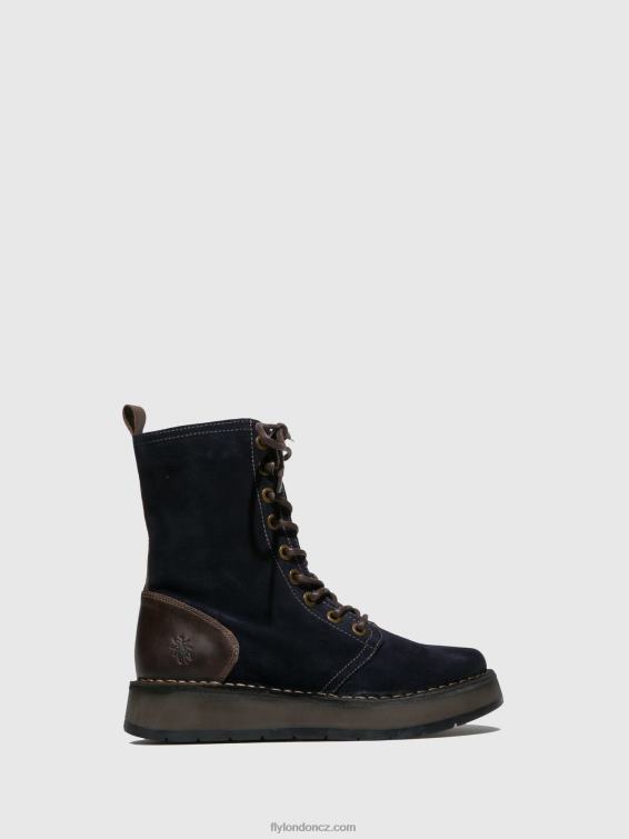 oilsuede/koberec navy/dk.hnědá Fly London ženy šněrovací kotníkové boty rami043 2HX4R258