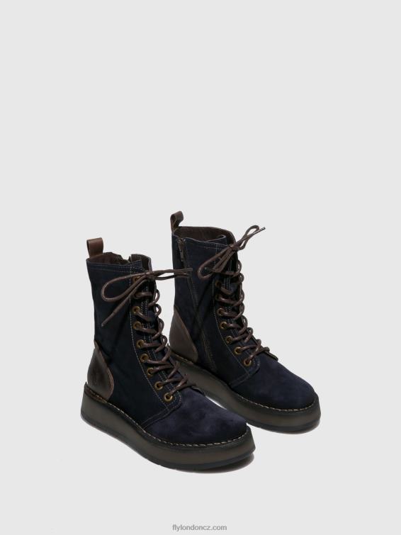 oilsuede/koberec navy/dk.hnědá Fly London ženy šněrovací kotníkové boty rami043 2HX4R258