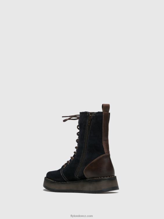 oilsuede/koberec navy/dk.hnědá Fly London ženy šněrovací kotníkové boty rami043 2HX4R258