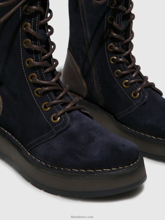 oilsuede/koberec navy/dk.hnědá Fly London ženy šněrovací kotníkové boty rami043 2HX4R258