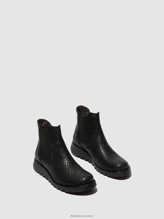 salv croco black Fly London ženy chelsea kotníkové boty 2HX4R14