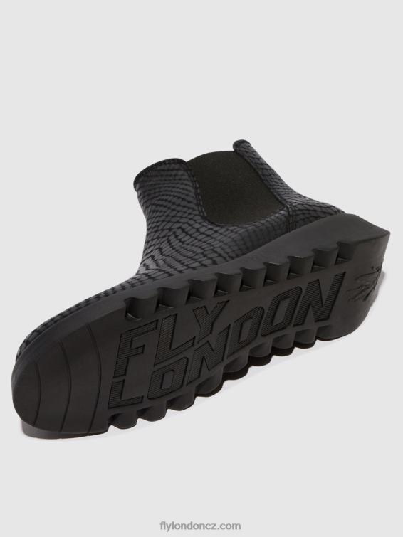 salv croco black Fly London ženy chelsea kotníkové boty 2HX4R14