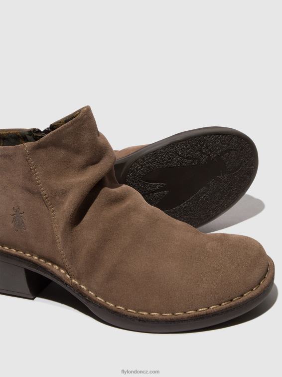taupe Fly London ženy kotníkové boty na zip merk093 2HX4R53