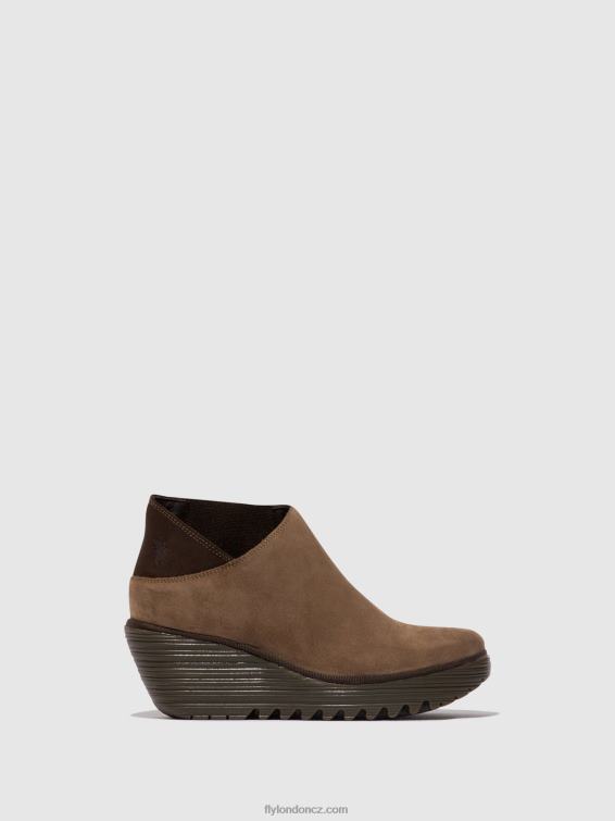 taupe/expresso Fly London ženy kotníkové boty na zip yego400 2HX4R28