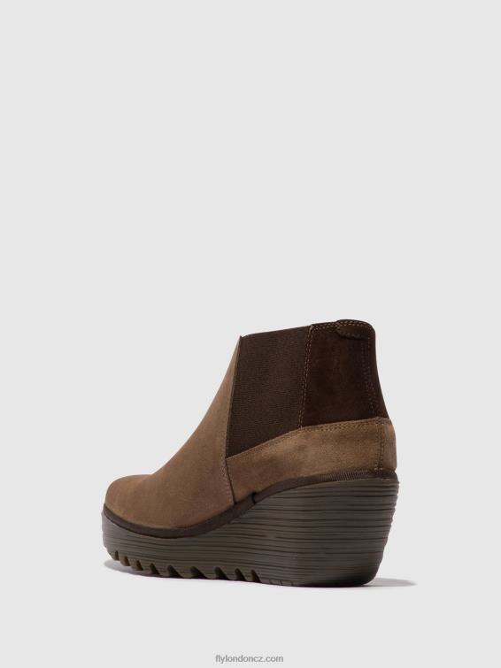 taupe/expresso Fly London ženy kotníkové boty na zip yego400 2HX4R28