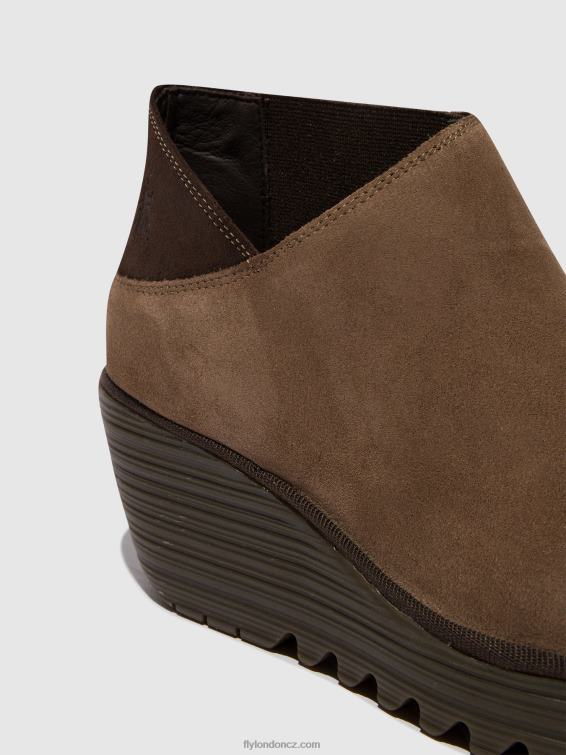 taupe/expresso Fly London ženy kotníkové boty na zip yego400 2HX4R28