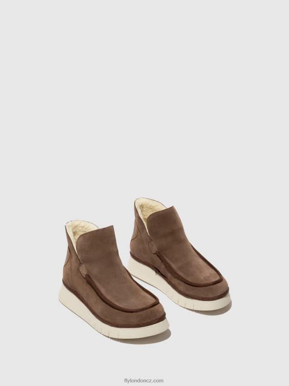 taupe/velbloud Fly London ženy kotníkové boty s kulatou špičkou coze348 2HX4R84