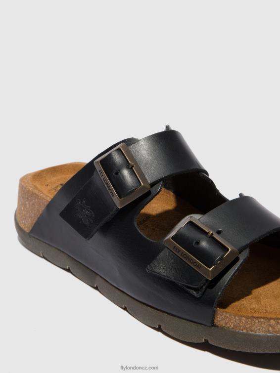uzdečka černá Fly London ženy mules s otevřenou špičkou caja721 2HX4R387
