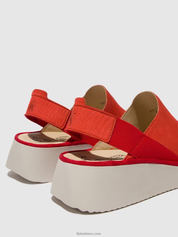 čertovsky červený Fly London ženy Sling-back boty plog430 2HX4R644