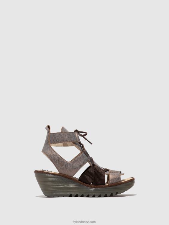 bronz Fly London ženy šněrovací sandály yaca413 2HX4R472