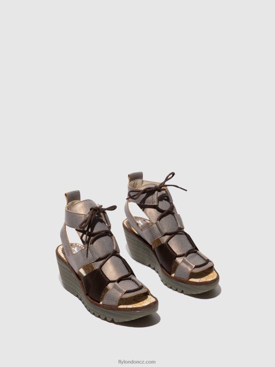 bronz Fly London ženy šněrovací sandály yaca413 2HX4R472