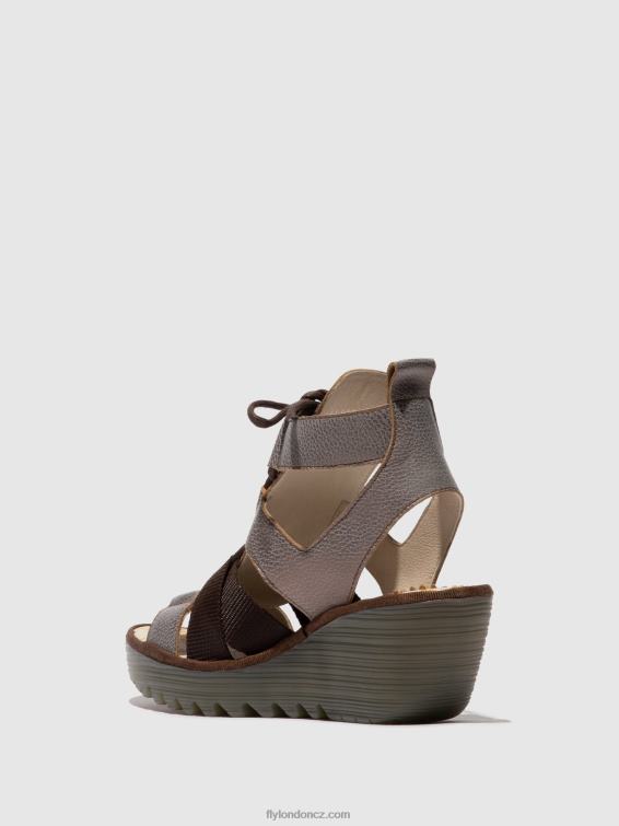 bronz Fly London ženy šněrovací sandály yaca413 2HX4R472
