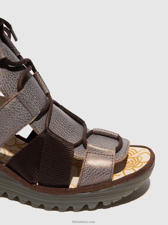 bronz Fly London ženy šněrovací sandály yaca413 2HX4R472