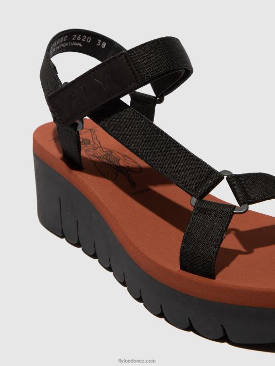 cupido černá (cihla) Fly London ženy sandály na suchý zip yefa726 2HX4R609