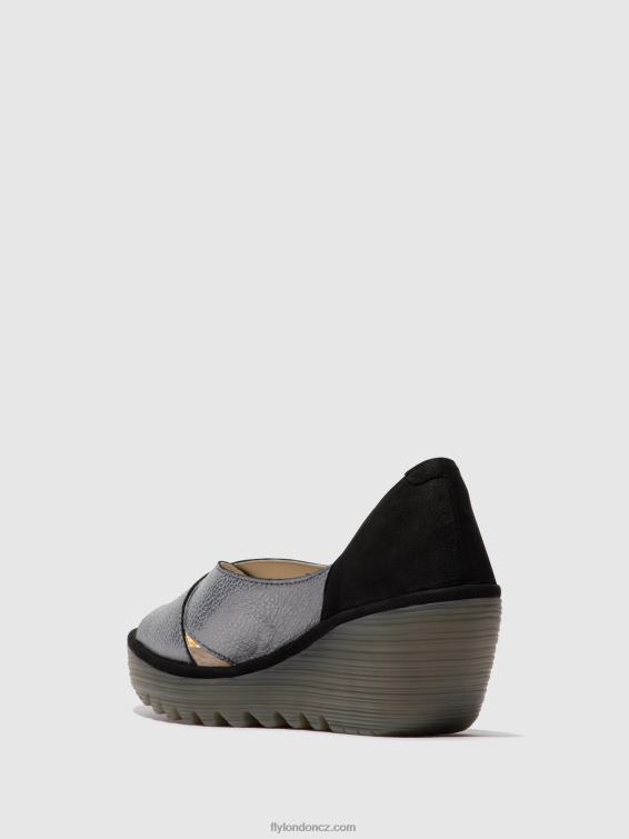 šedá/černá Fly London ženy crossover sandály yoma307 2HX4R560