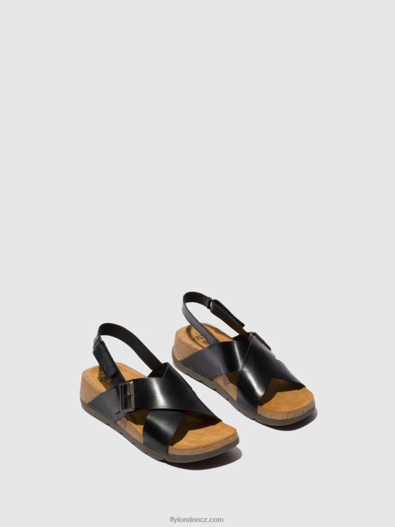 Černá Fly London ženy crossover sandály chlo852 2HX4R588