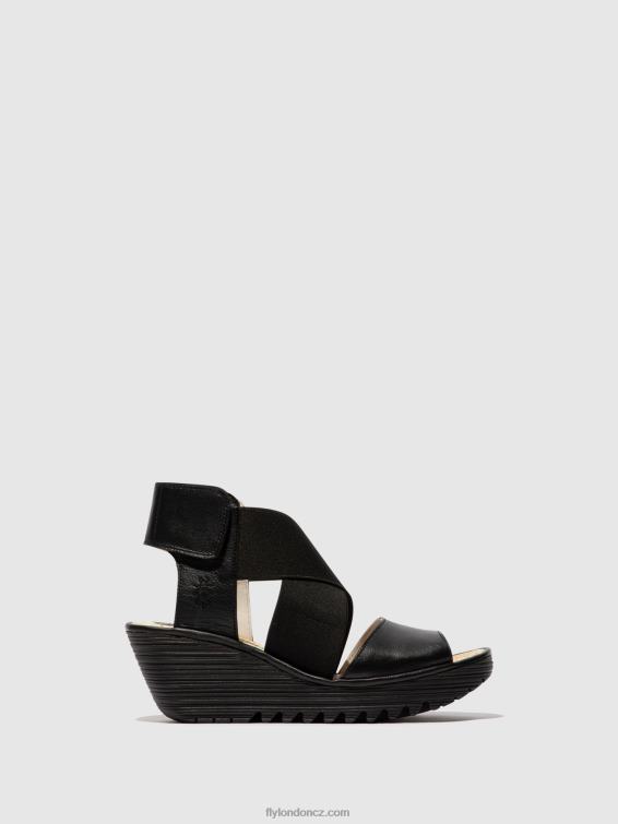 Černá Fly London ženy crossover sandály yuba385 2HX4R561