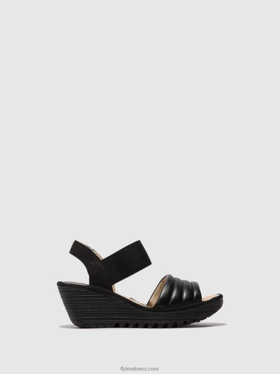 Černá Fly London ženy sling-back sandály yiko414 2HX4R432
