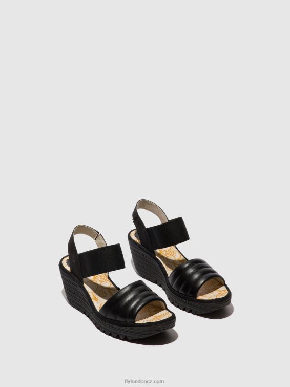 Černá Fly London ženy sling-back sandály yiko414 2HX4R432