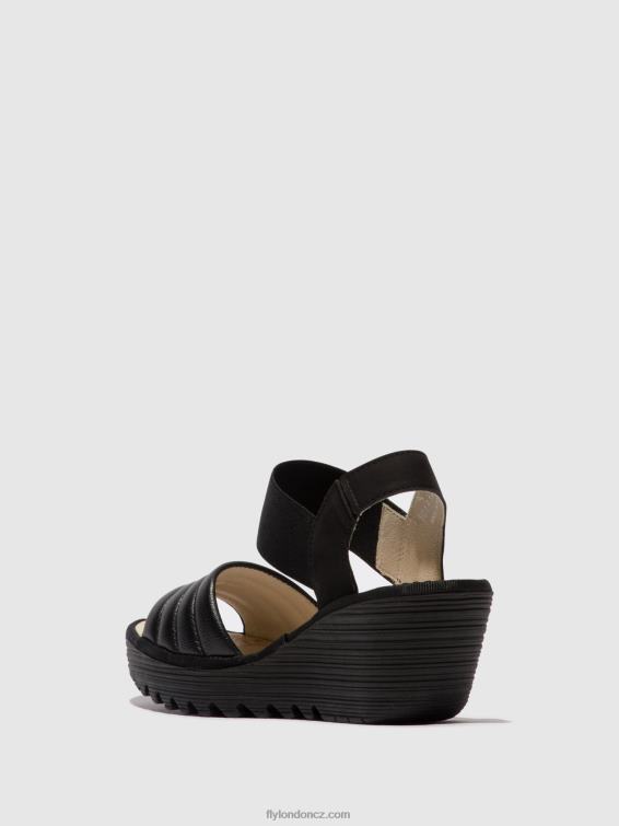 Černá Fly London ženy sling-back sandály yiko414 2HX4R432