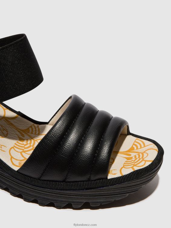 Černá Fly London ženy sling-back sandály yiko414 2HX4R432
