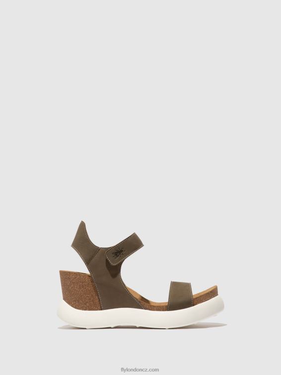 khaki Fly London ženy sandály na suchý zip gogo967 2HX4R398
