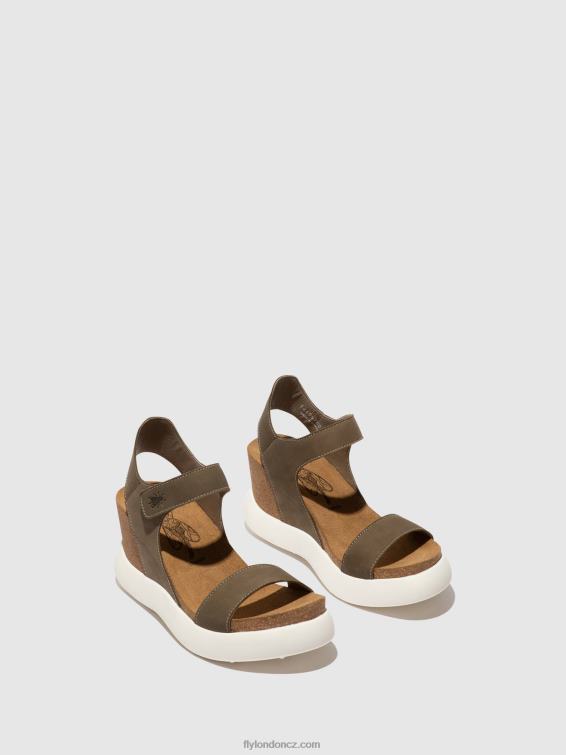 khaki Fly London ženy sandály na suchý zip gogo967 2HX4R398