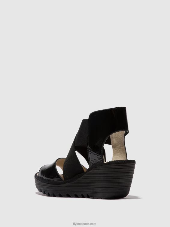 luxor černá Fly London ženy crossover sandály yuba385 2HX4R390