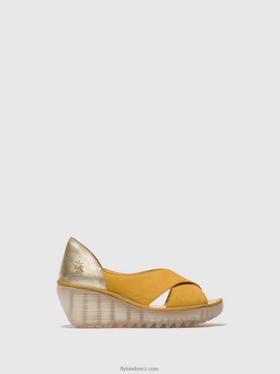 čmelák/zlato Fly London ženy crossover sandály yoma307 2HX4R490