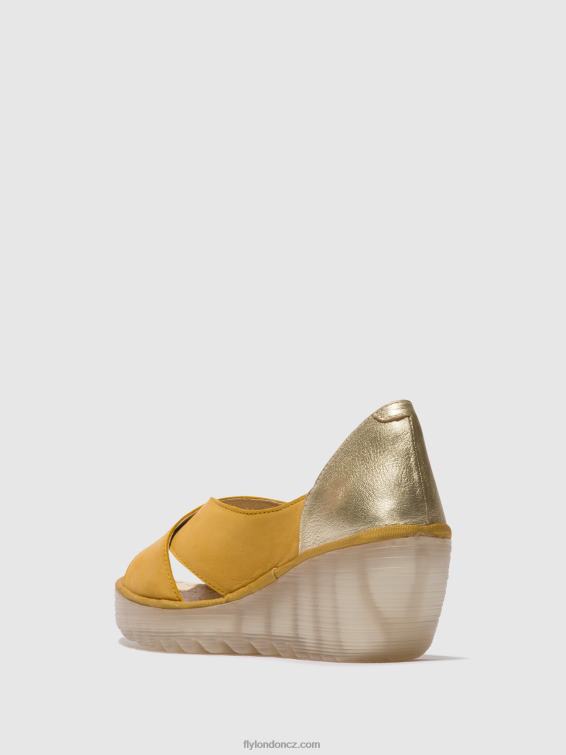 čmelák/zlato Fly London ženy crossover sandály yoma307 2HX4R490