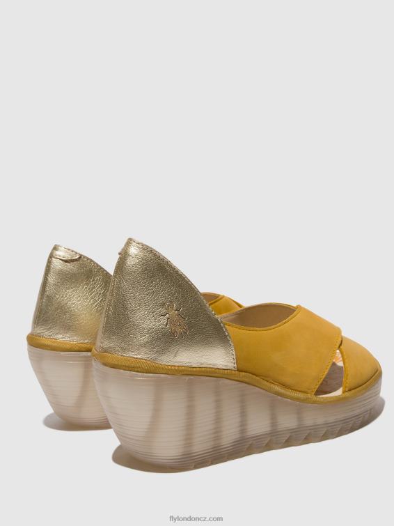 čmelák/zlato Fly London ženy crossover sandály yoma307 2HX4R490