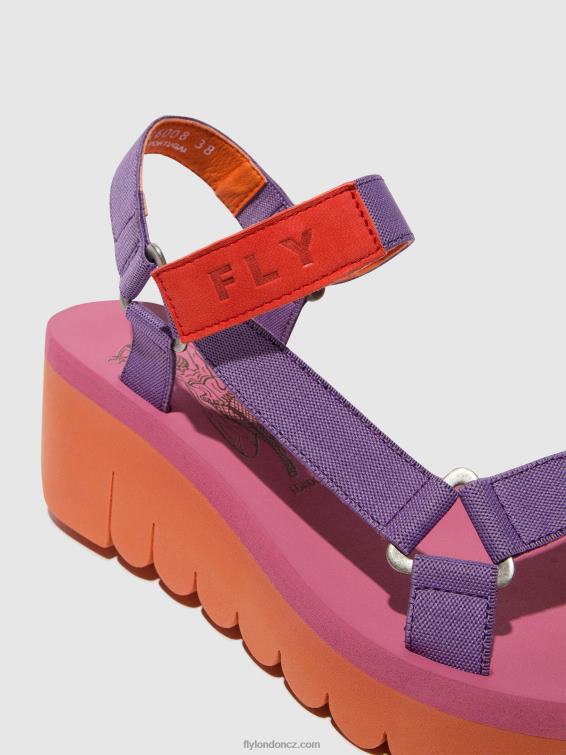 oranžová/fialová (růže) Fly London ženy sandály na suchý zip yefa726 2HX4R396