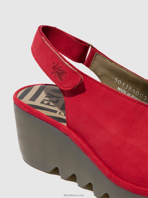 rtěnka červená Fly London ženy sling-back sandály baye386 2HX4R580
