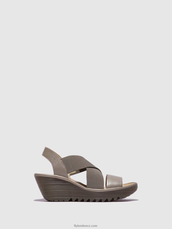stříbrný Fly London ženy crossover sandály yaji888 2HX4R615