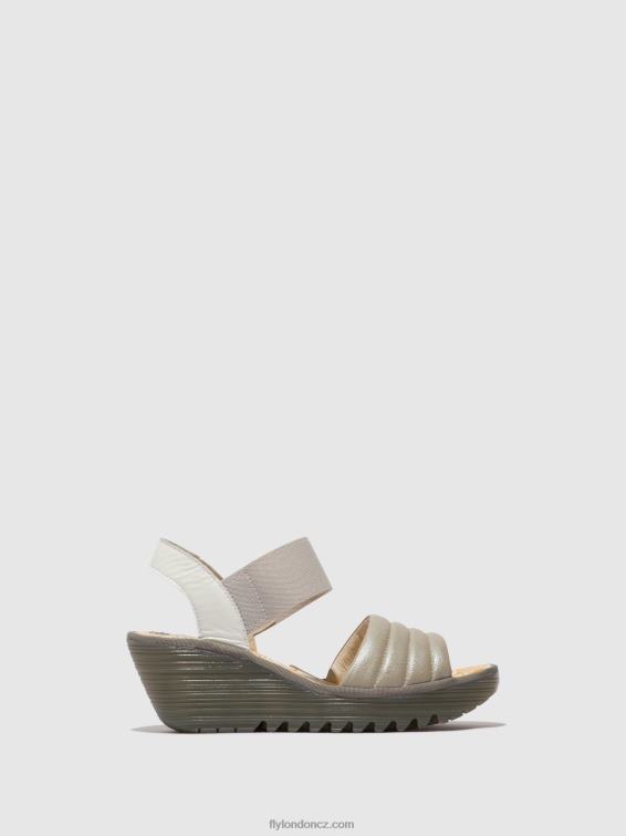stříbrná/bílá Fly London ženy sling-back sandály yiko414 2HX4R435