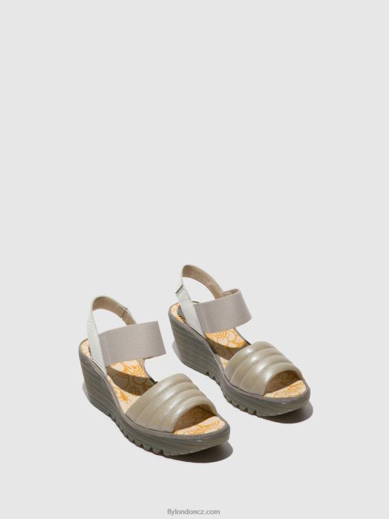 stříbrná/bílá Fly London ženy sling-back sandály yiko414 2HX4R435