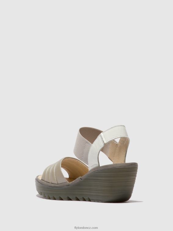 stříbrná/bílá Fly London ženy sling-back sandály yiko414 2HX4R435