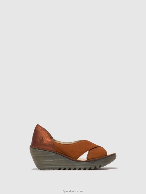 tan/měď Fly London ženy crossover sandály yoma307 2HX4R484